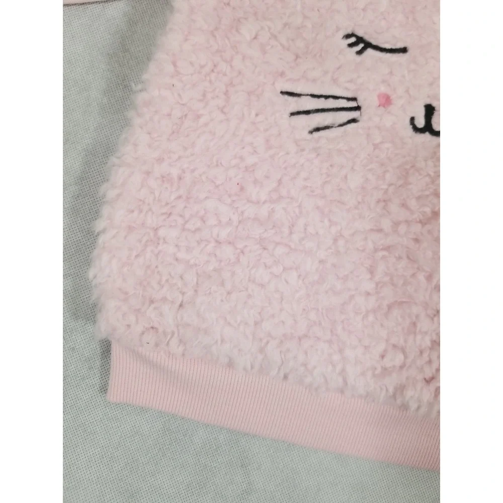 Old Navy Pullover Fleece Shirt  Pink‎ with Cat Print Girls Size 18-24 Months NEW